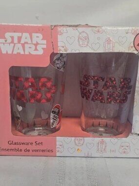 STAR WARS Valentines Day Glassware Gift Set 2Pk Glass 16oz Zak Designs